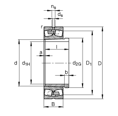 �{�ĝL���S�� 22340-K-MB + AH2340, ���� DIN 635-2 �˜ʵ���Ҫ�ߴ�, ���F�׺���ж��